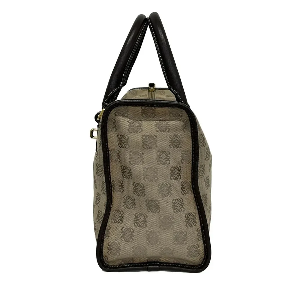 Loewe Handbag Beige Khaki Dark Brown Jacquard Leather